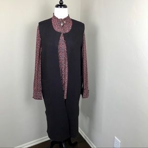Lord & Taylor Reversible Long Wool Duster Vest Size Small